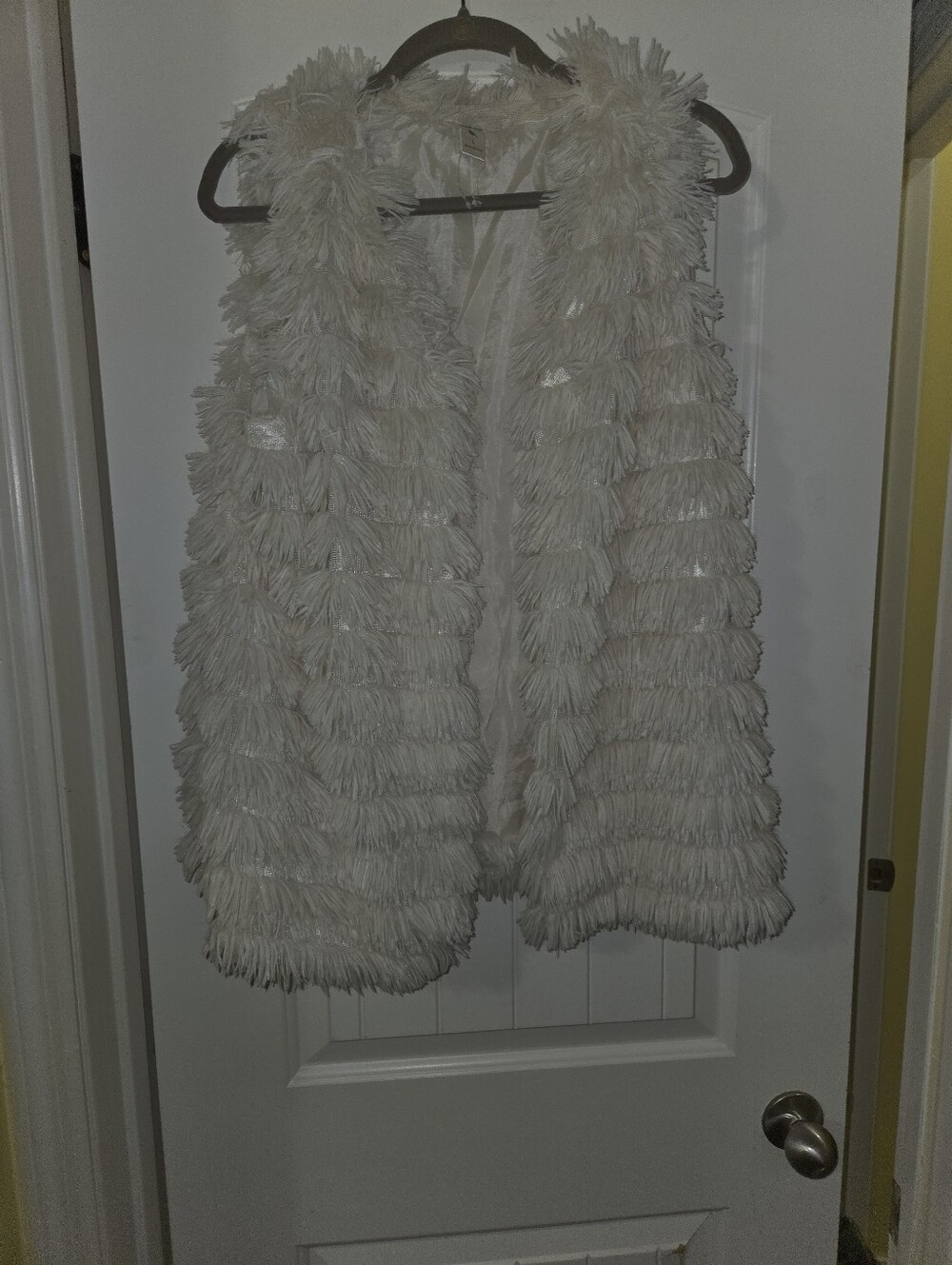 NWOT Women’s Cream Fringe Faux-Fur Vest